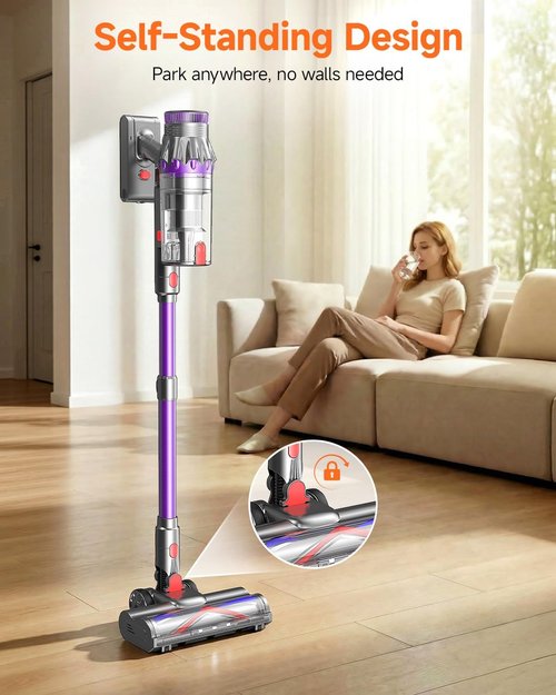 FEPPO Cordless Vacuum Cleaner - Powerful 70-Minute Runtime, Touch Screen, Self-Standing Design | Ideal for Hardwood Floors, Carpets, and Pet Hair