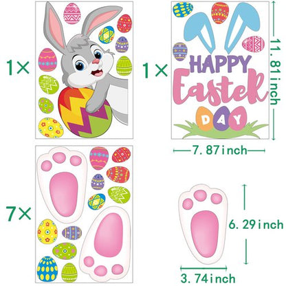 YOTNUS 110 Pcs Easter Bunny Footprint Stickers for Floor, Peel Without Leaving Traces, 14 PCS Rabbit Footprints, for Easter Decoration and Egg Hunting Games