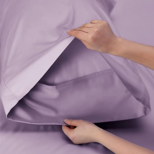 Bedsure Queen Sheet Set - Cooling Bamboo Rayon Sheets | Breathable & Soft, Deep Pocket Up to 16 Inches, Lilac