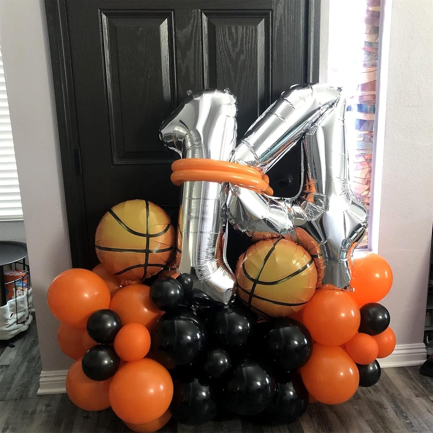 Silver Number 4 Balloons - 40-Inch Large Foil Helium Balloon for Birthday Celebrations | Self-Inflating Design