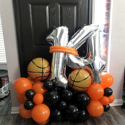 Silver Number 4 Balloons - 40-Inch Large Foil Helium Balloon for Birthday Celebrations | Self-Inflating Design