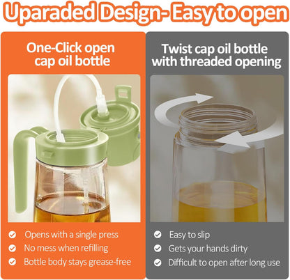 YARRAMATE Oil Sprayer - 16oz Refillable Cooking Dispenser | Food-Grade Glass, Easy Open Design (Green)