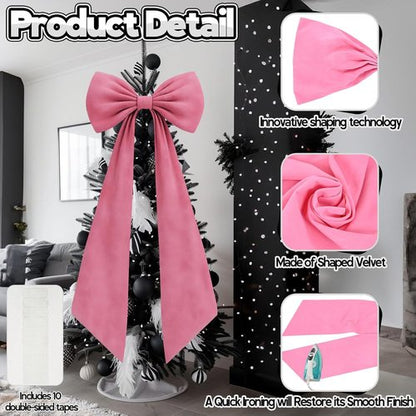 **Big Pink Bow Decor - 50x20 Inch Velvet Coquette Birthday & Bridal Shower Wall Decoration**