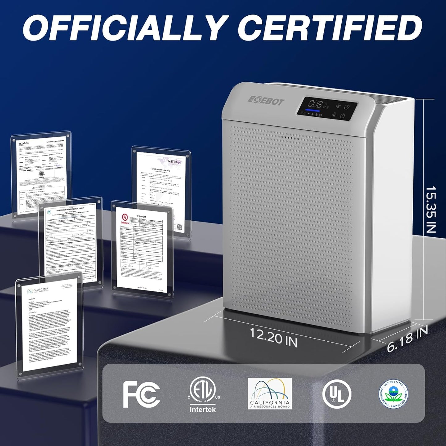 Skiennix Air Purifier - HEPA Filter with Washable Pre-Filter & Sleep Mode | For Large Rooms Up to 2,330 Ft², Matte White