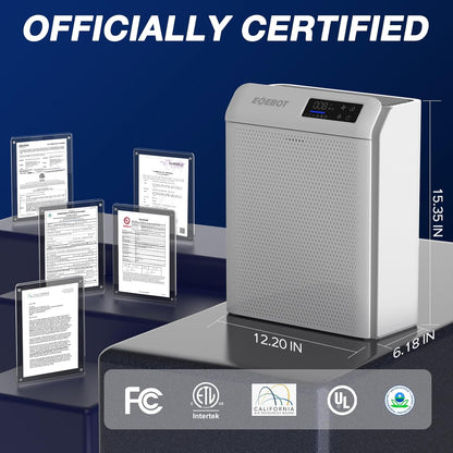 Skiennix Air Purifier - HEPA Filter with Washable Pre-Filter & Sleep Mode | For Large Rooms Up to 2,330 Ft², Matte White