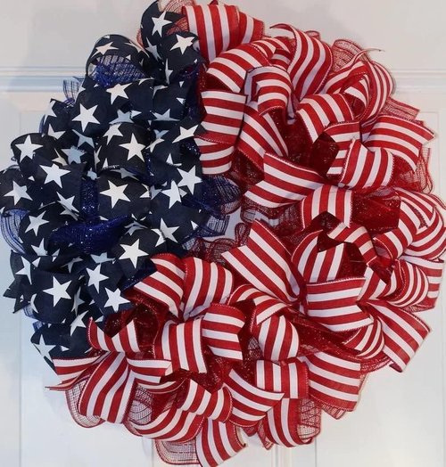 250th Anniversary Wreaths - Red, White & Blue Front Door Decor for 4th of July Celebrations