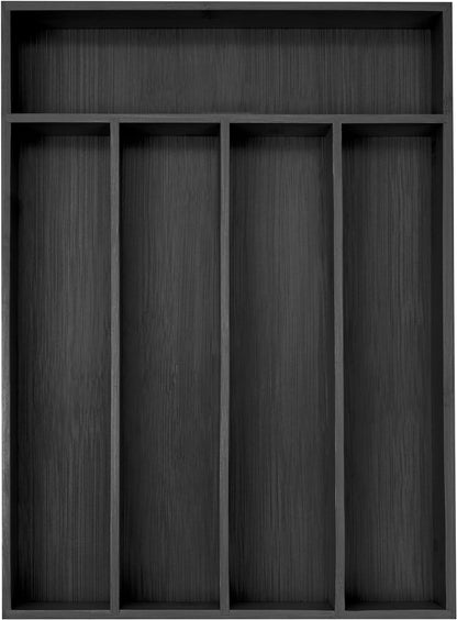Regine Switzerland Bamboo Silverware Holder - 5-Slot Drawer Organizer in Black