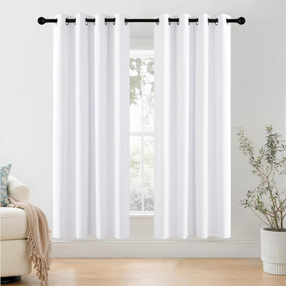 NICETOWN 100% Blackout Window Curtain Panels - Thermal Insulated Drapes, 78" Length, Set of 2, Snow White