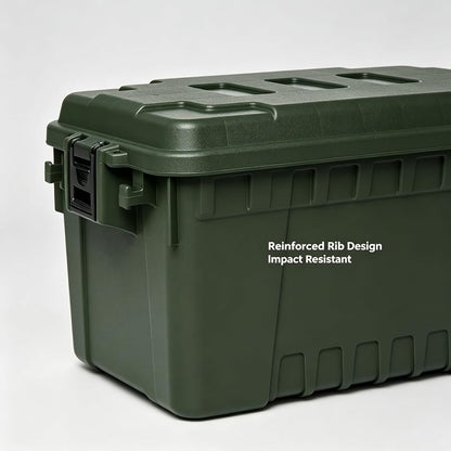 14 Gallon Lockable Weather-Resistant Plastic Storage Trunk with Wheels and Recessed Handles - Green