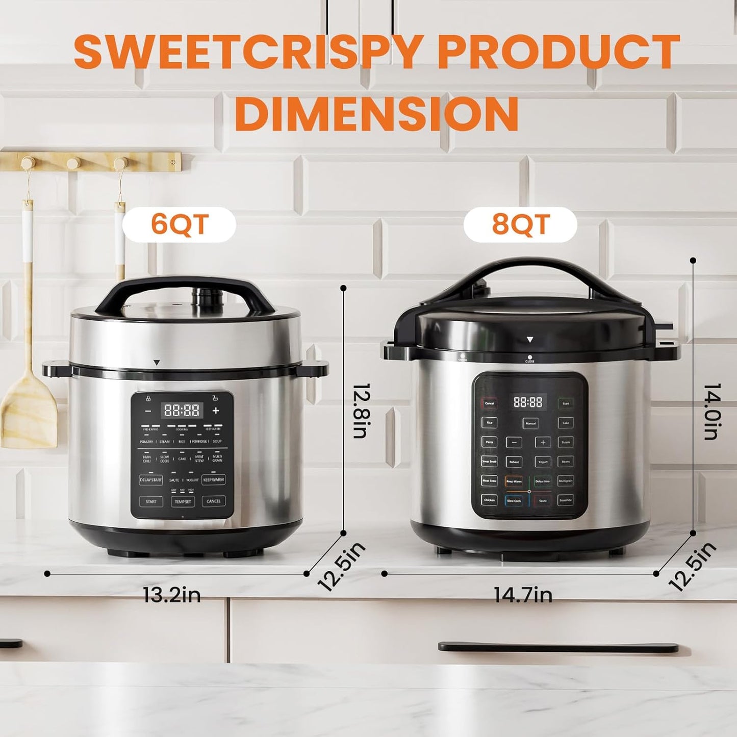 Sweetcrispy 6 QT Electric Pressure Cooker - 12-in-1 Multi-Function Digital Cooker | Stainless Steel Silver