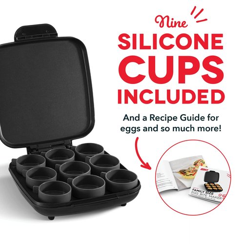 DASH Sous Vide Style Family Size Egg Bite Maker for Breakfast Bites, Sandwiches, Healthy Snacks or Desserts, Keto & Paleo Friendly (9 Servings), Black