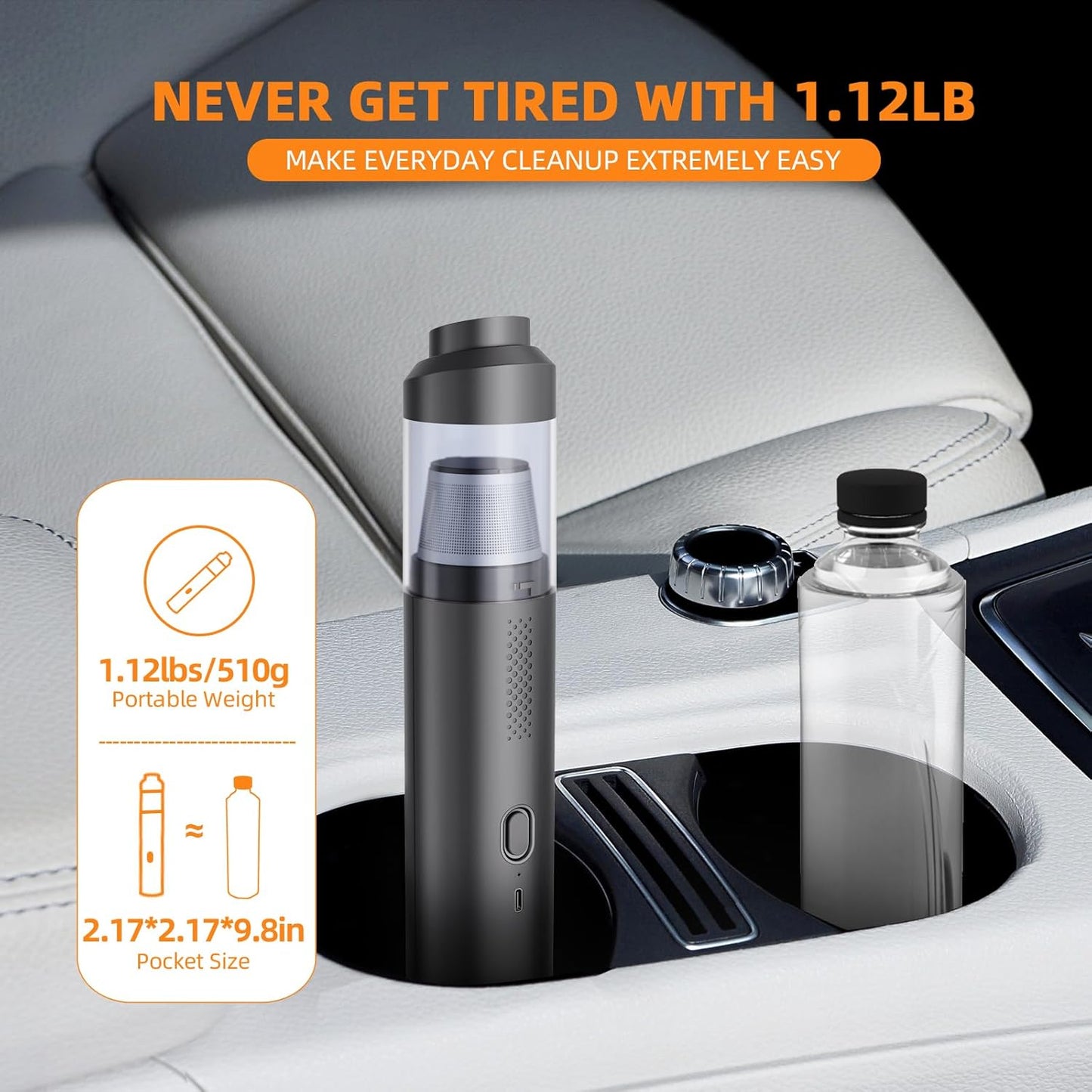 Skiennix Portable Cordless Car Vacuum - 19000Pa Powerful Suction | 4-in-1 Rechargeable Mini Cleaner