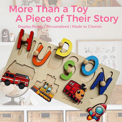 Personalized Wooden Name Puzzle for Toddlers — Custom Name with 35 Designs