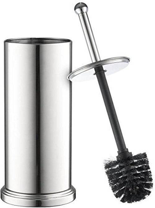 Home-it Toilet Bowl Brush Set - Chrome Tall Cleaner with Lid for Effortless Bathroom Scrubbing