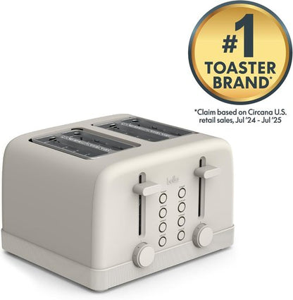 Bella 4-Slice Toaster - 6 Shade Settings, Reheat & Cancel Functions, Removable Crumb Tray, 900W | Oatmilk Color