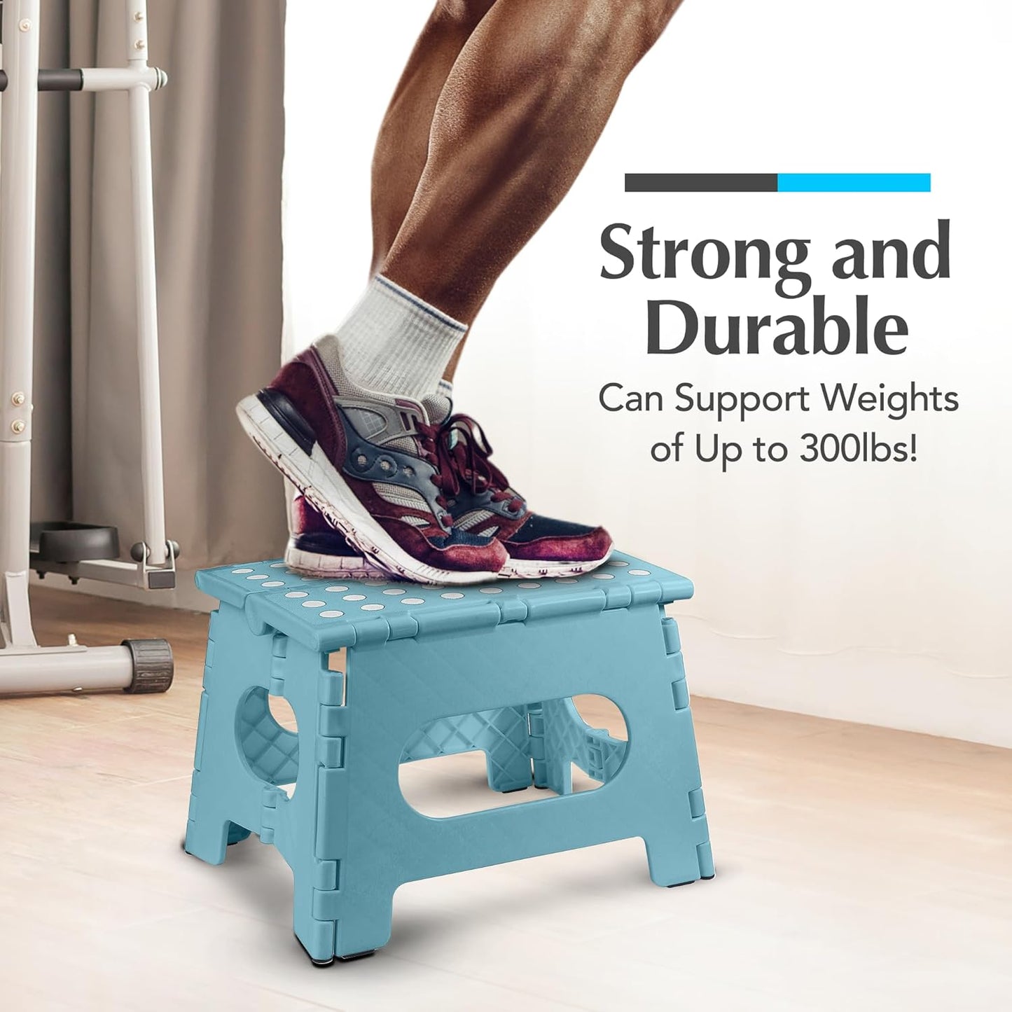 Skiennix Handy Laundry Folding Step Stool - Lightweight & Sturdy for Adults & Kids - Easy One Flip - Teal, 9 Inch (Pack of 2)