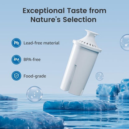 AQUA CREST Replacement for Brita® Filter, Brita® Water Pitchers and Dispensers, Classic OB03, Mavea® 107007, and More, NSF Certified Pitcher Water Filter, 1 Year Filter Supply, 6 Count