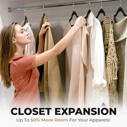 Modern Space Velvet Hangers - 200 Pack Slim Space-Saving Design for Shirts, Pants, Dresses & More