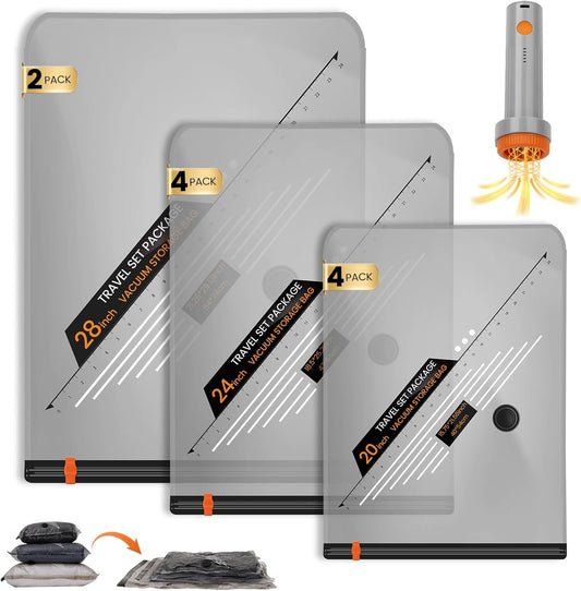 Rechargeable Wireless Vacuum Storage Bags by [Brand Name] - 10 Pack Multi-Size Space-Saving Organizer for Travel & Home