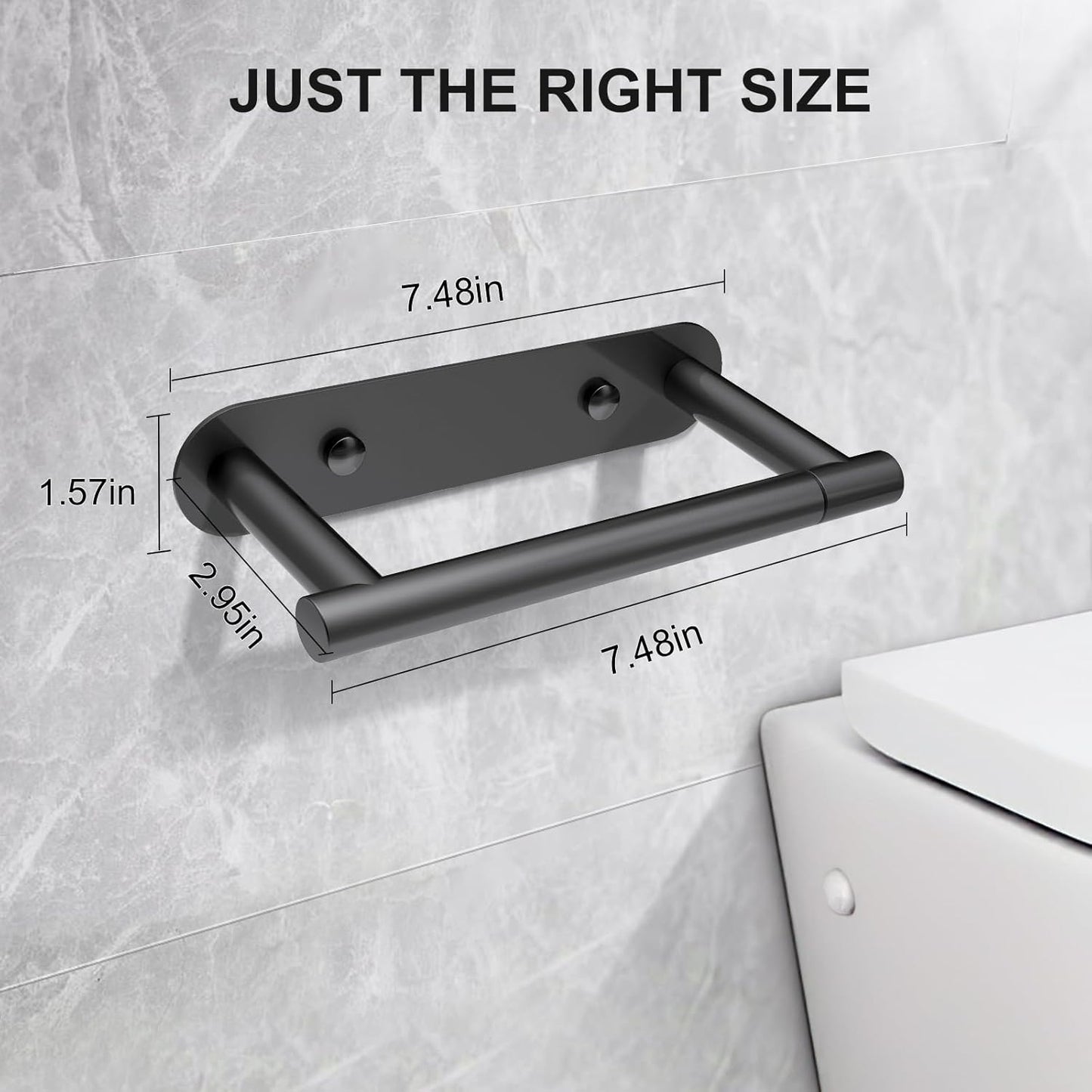 SetSail Toilet Paper Holder - Matte Black Adhesive or Screw-In Wall Mount | Stainless Steel Bathroom Accessory