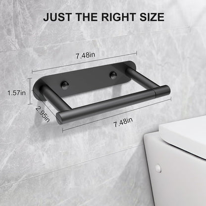 SetSail Toilet Paper Holder - Matte Black Adhesive or Screw-In Wall Mount | Stainless Steel Bathroom Accessory