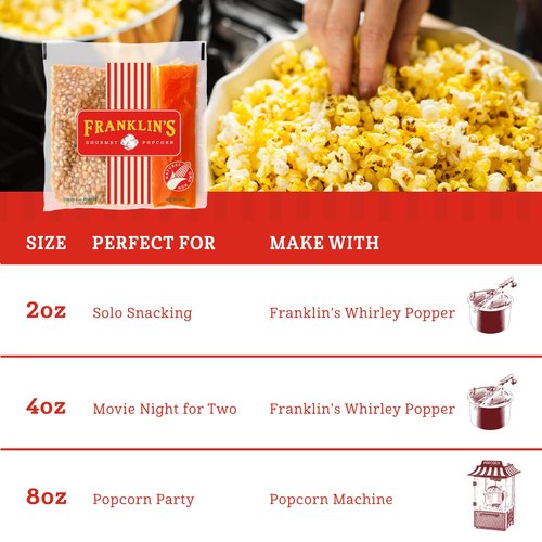 Franklin’s Gourmet Popcorn | All-In-One Popcorn Packs for Machines - 8oz Pack of 10 - Buttery Salt & Oil