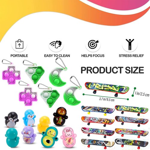128 Pcs Treasure Box Toys - Kids Easter Egg Fillers & Fidget Prizes for Classroom & Parties