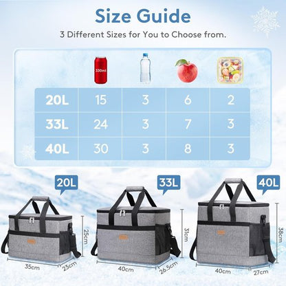Lifewit Cooler Bag - Insulated & Collapsible Soft Cooler Tote for 30-60 Cans | Perfect for Camping & BBQ