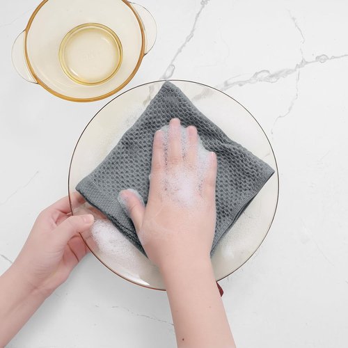 Homaxy 100% Cotton Dish Cloths - Ultra Soft, Absorbent & Quick Drying | 12-Pack, 12 x 12 Inches, Grey