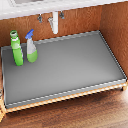 FLATO Waterproof Under Sink Mat - 34" x 22" Under Sink Liner for Kitchen & Bathroom, Under Sink Kitchen Organizers and Storage, Shelf and Cabinet Protector, Flexible Silicone Sink Drip Tray