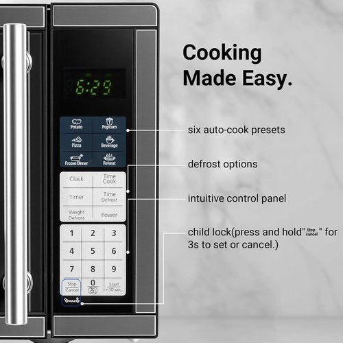 Countertop Microwave Oven - 0.7 Cu. Ft. 700 Watts with LED Lighting & Turntable | Compact Black Design for Apartments & Dorms