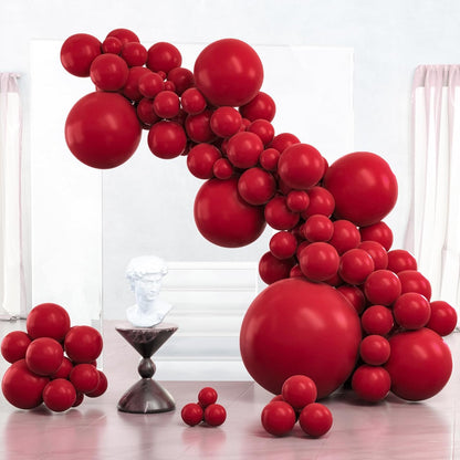PartyWoo Maroon Balloons - 100 Pcs Dark Red Burgundy Balloon Arch Kit | 5-36 Inch Sizes for Events