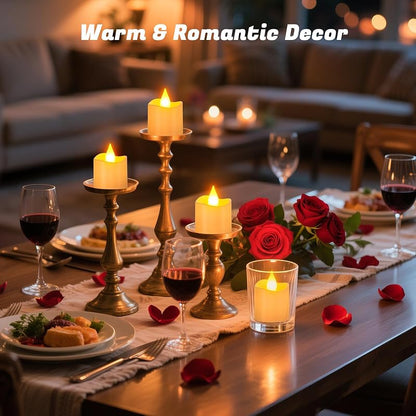 Rechargeable Flameless Candles with Remote & Charging Base — 12pcs with Charging Station