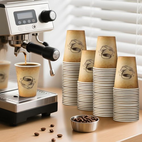 Clawsoff 300 Pack 12oz Disposable Paper Coffee Cups - Retro Design, Leak-Proof for Hot or Cold Beverages