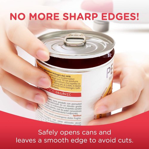 Kitchen Mama Electric Can Opener - Automatic, Hands-Free, Smooth Edge, Battery Operated | Red
