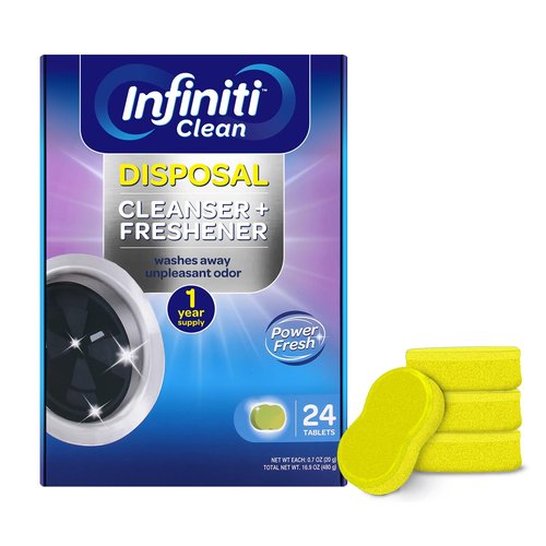 Garbage Disposal Cleaner and Deodorizer Tablets - Kitchen Sink Cleaner and Deodorizer, Septic Safe, Lemon Scent, Removes Odor-Causing Residues (24 Pack)