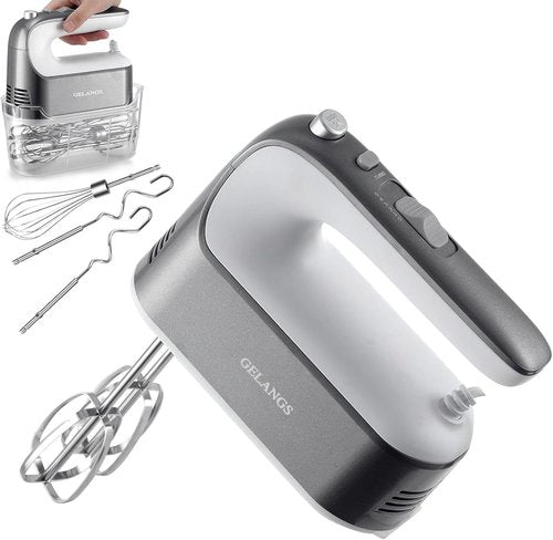 GELANGS 400W Hand Mixer - Turbo Boost, 5-Speed Control, Copper Motor | 3 Dishwasher-Safe Attachments