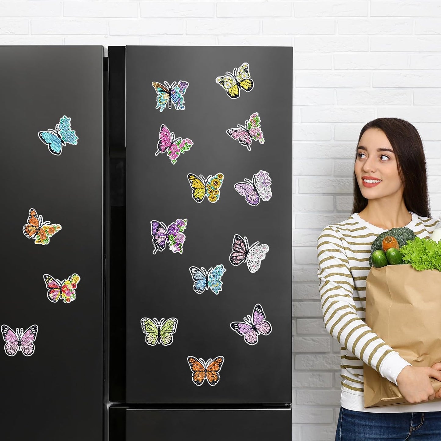 Umigy Butterfly Diamond Art Magnets Kit - 16 Pcs DIY Gem Art for Home Fridge Decor | Spring Crafts