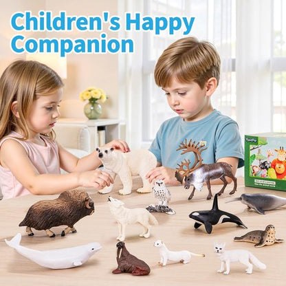 Arctic Polar Animal Figurines Set by [Brand Name] - 12 Realistic Plastic Toys | Includes Polar Bear, Orca & More