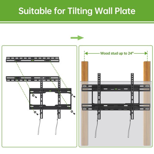 USX MOUNT TV Mount Extension Bracket for Televison Wall Plate, Fitting 16-24 inch Wood Stud and Easy for TV Centering, Max Loading Capacity 154LBS, XAS702