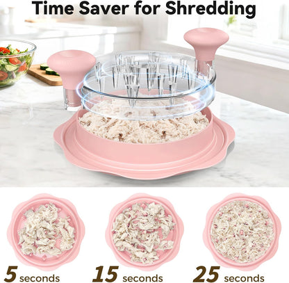 Ukeetap 10" Pro Chicken Shredder Tool - BPA-Free Ergonomic Meat Grinder with Anti-Slip Base, Pink