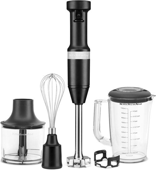 KitchenAid Hand Blender - Variable Speed with Accessories | Black Matte Finish, KHBV83BM