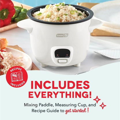 Dash Mini Rice Cooker - Compact Single-Serve Cooker with Nonstick Pot & Keep Warm Function - White