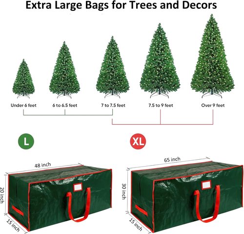 FUCDTEFC Christmas Tree Storage Bag - Heavy Duty 7.5 Ft Waterproof Container with Reinforced Handles & Dual Zippers | Green