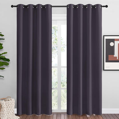 NICETOWN Greyish Purple Blackout Curtains - Thermal Insulated 86" Long Drapes | 2 Panels, 55" Wide for Living Room