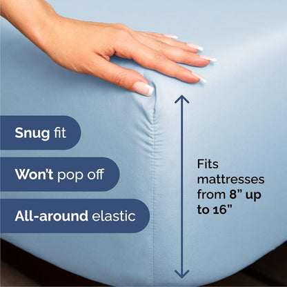 Queen Size 4-Piece Sheet Set by [Brand Name] - Comfy, Breathable & Cooling Bedding - Soft, Wrinkle-Free, Deep Pockets - Light Blue