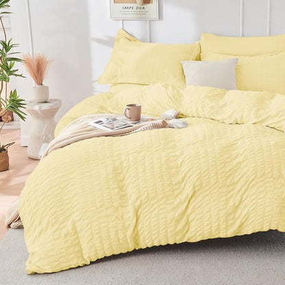HYMOKEGE King Size Comforter Set - Luxury 7-Piece All-Season Bedding in Yellow | Includes Comforter, Sheets & Pillowcases