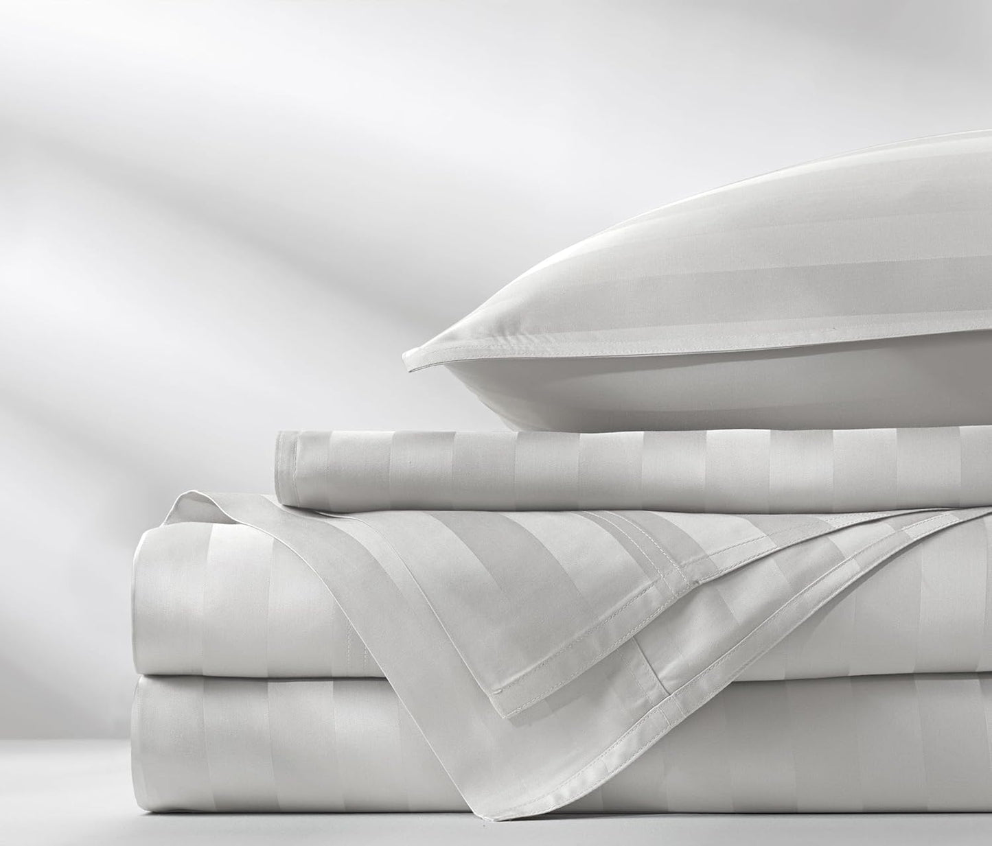 Pure Bamboo Queen Sheets - Luxuriously Soft 100% Organic Viscose Bed Sheet Set | Jacquard White, Double Stitching, 2-Year Quality Promise