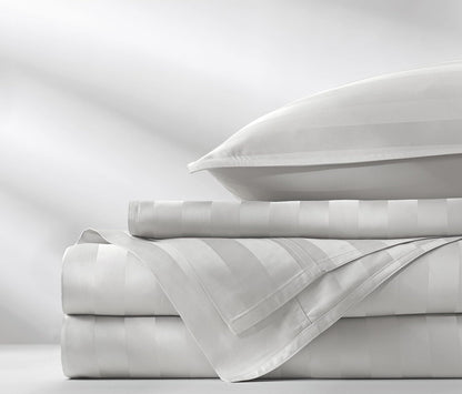 Pure Bamboo Queen Sheets - Luxuriously Soft 100% Organic Viscose Bed Sheet Set | Jacquard White, Double Stitching, 2-Year Quality Promise
