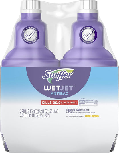 Swiffer WetJet Solution Refill - All-Purpose Floor Cleaning Solution, Fresh Citrus Scent | 1.25 Liters (2 Pack)